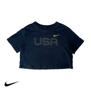 WOMENS NIKE  CROPPED TEE TEAM USA SIZE XS BLACK